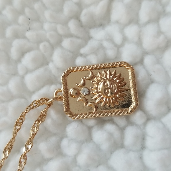 Wallflower Gold Pendant Necklace Sun Moon Boho Hippie Celestial - Picture 2 of 4